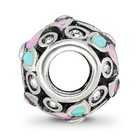 Sterling Silver Reflections Pink & Blue Enameled CZ Butterfly Bead view 2