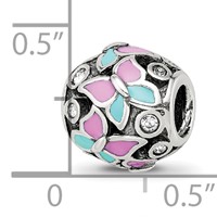 Sterling Silver Reflections Pink & Blue Enameled CZ Butterfly Bead view 5