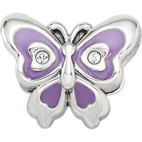 Sterling Silver Reflections Purple & Green Enameled CZ Butterfly Bead view 4