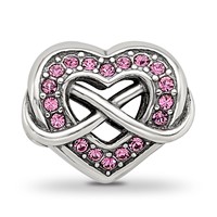 Sterling Silver Reflections Crystal Infinity Symbol in Heart Bead view 4
