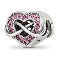 Sterling Silver Reflections Crystal Infinity Symbol in Heart Bead view 1