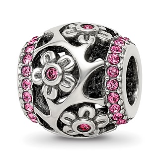 Sterling Silver Reflections Crystal Flowers Bead