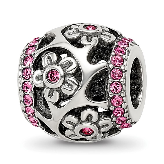 Sterling Silver Reflections Crystal Flowers Bead