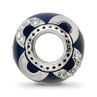 Sterling Silver Reflections Navy Enameled, Crystal & Silver Ip view 2