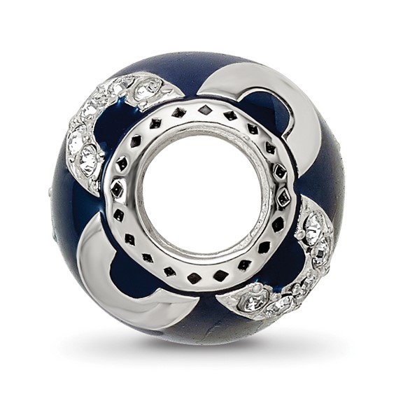 Sterling Silver Reflections Navy Enameled, Crystal & Silver IP-