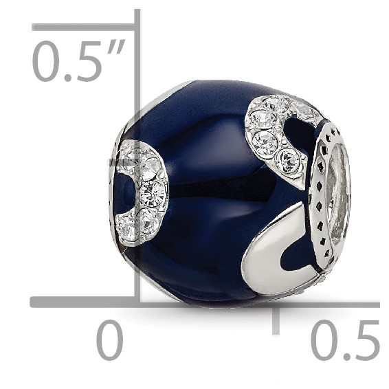 Sterling Silver Reflections Navy Enameled, Crystal & Silver IP-