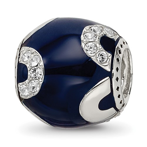 Sterling Silver Reflections Navy Enameled, Crystal & Silver Ip