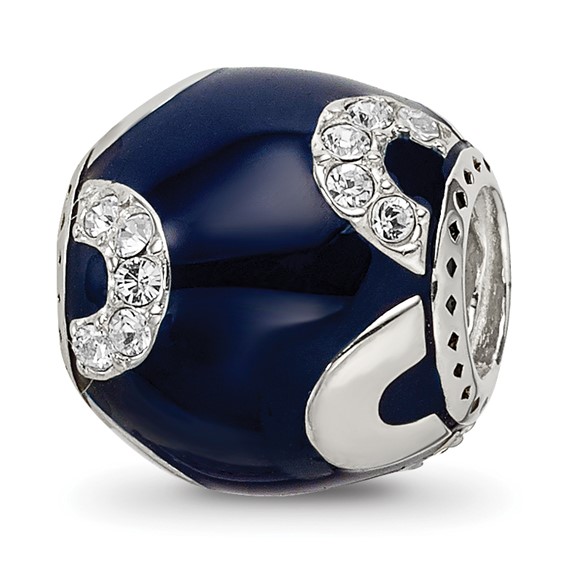Sterling Silver Reflections Navy Enameled, Crystal & Silver IP-