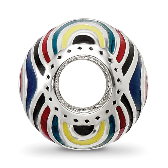 Sterling Silver Reflections Multi-colored Enameled Silver IP-Plated Bead