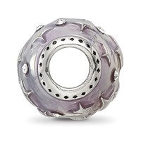 Sterling Silver Reflections Lavender Enamel & Crystal Star Bead view 2
