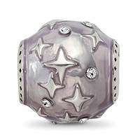 Sterling Silver Reflections Lavender Enamel & Crystal Star Bead view 3
