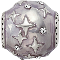 Sterling Silver Reflections Lavender Enamel & Crystal Star Bead view 4