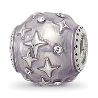 Sterling Silver Reflections Lavender Enamel & Crystal Star Bead view 1