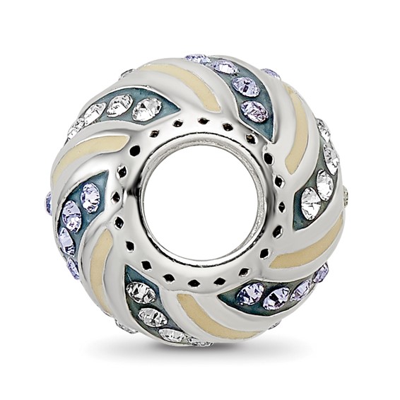 Sterling Silver Reflections Yellow & Green Enameled, CZ Silver IP-Plated