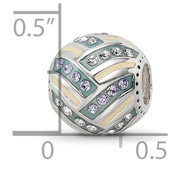 Sterling Silver Reflections Yellow & Green Enameled, CZ Silver IP-Plated