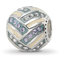 Sterling Silver Reflections Yellow & Green Enameled, CZ Silver IP-Plated view 1