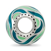 Sterling Silver Reflections Mint & Teal Enameled, Silver IP-Plated Bead view 2