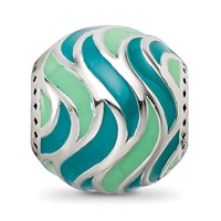 Sterling Silver Reflections Mint & Teal Enameled, Silver IP-Plated Bead view 5