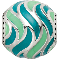 Sterling Silver Reflections Mint & Teal Enameled, Silver IP-Plated Bead view 3