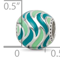 Sterling Silver Reflections Mint & Teal Enameled, Silver IP-Plated Bead view 4