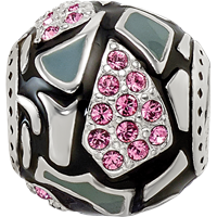 Sterling Silver Reflections Black & Gray Enameled, Pink CZ Silver IP-Plat view 4