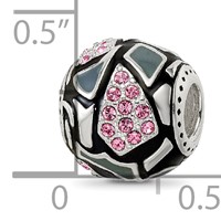 Sterling Silver Reflections Black & Gray Enameled, Pink CZ Silver IP-Plat view 5