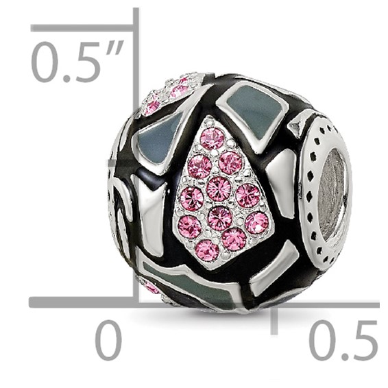 Sterling Silver Reflections Black & Gray Enameled, Pink CZ Silver IP-Plat