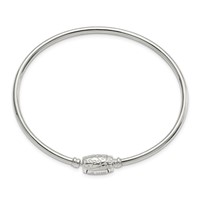 Sterling Silver Reflections Bangle with Silver Clasp Bead view 2