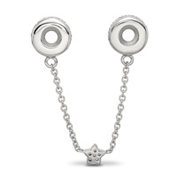 Sterling Silver Reflections Rhodium-plated Security Chain CZ Beads, 3" view 2