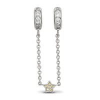 Sterling Silver Reflections Rhodium-plated Security Chain CZ Beads, 3" view 4