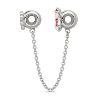 Reflections Sterling Silver Rhodium-plated Security Chain Snowman & Flake CZ Bead - 3in view 2