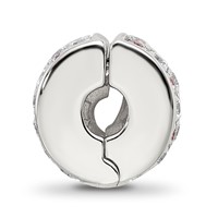 Sterling Silver Reflections Rhodium-plated White & Pink CZ Hinged Bead view 2