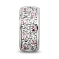 Sterling Silver Reflections Rhodium-plated White & Pink CZ Hinged Bead view 4