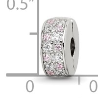 Sterling Silver Reflections Rhodium-plated White & Pink CZ Hinged Bead view 3