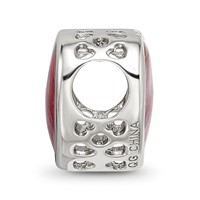 Sterling Silver Reflections Rh-plated Red Enamel Embelishment Bead view 2