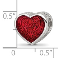 Sterling Silver Reflections Rh-plated Red Enamel Embelishment Bead view 3