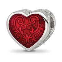 Sterling Silver Reflections Rh-plated Red Enamel Embelishment Bead view 1