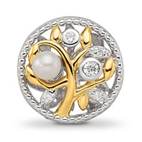 Sterling Silver Reflections Rh-plate Gold-tone Fwc Pearl & CZ Tree Bead view 4