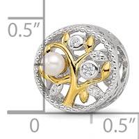 Sterling Silver Reflections Rh-plate Gold-tone Fwc Pearl & CZ Tree Bead view 3