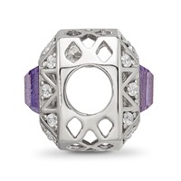 Sterling Silver Reflections Rh-plated Purple & CZs Cut Out Square Bead view 2