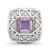 Sterling Silver Reflections Rh-plated Purple & CZs Cut Out Square Bead view 5