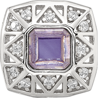 Sterling Silver Reflections Rh-plated Purple & CZs Cut Out Square Bead view 3