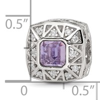 Sterling Silver Reflections Rh-plated Purple & CZs Cut Out Square Bead view 4