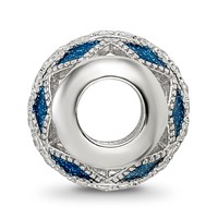 Sterling Silver Reflections Rh-plated Blue Accent & CZ Circle Bead view 2