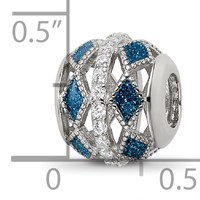 Sterling Silver Reflections Rh-plated Blue Accent & CZ Circle Bead view 3