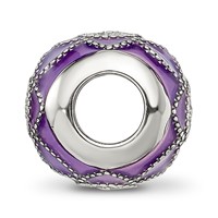 Sterling Silver Reflections Rh-plated CZs Purple Enameled Bead view 2