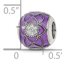 Sterling Silver Reflections Rh-plated CZs Purple Enameled Bead view 5