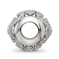 Sterling Silver Reflections Rhodium-plated CZ with Hearts Bead view 2