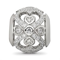 Sterling Silver Reflections Rhodium-plated CZ with Hearts Bead view 4