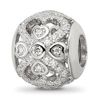 Sterling Silver Reflections Rhodium-plated CZ with Hearts Bead view 1